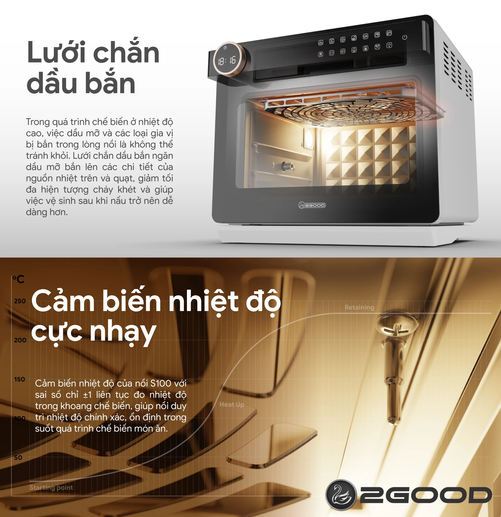Nồi Chiên Hơi Nước 2Good Vortex - S100 - Ưu Đãi Combo Bản Cải Tiến Mới 2026 ( Đặt Online FREE SHIPPING Toàn Quốc )